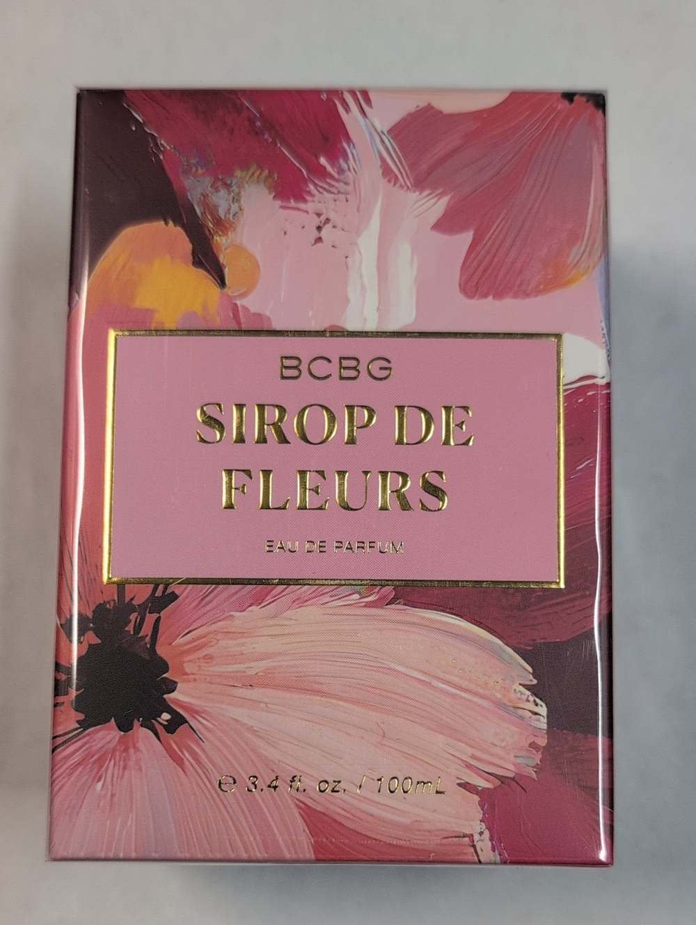 BCBG Sirop De Fleurs Eau De Parfum  3.4fl / 100 mL Pink and Yellow Floral Box